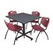 Kobe Kobe Square Table & Chair Set, Wood, Metal, Plastic Top, Grey TKB4848GY47BY - alternate 1